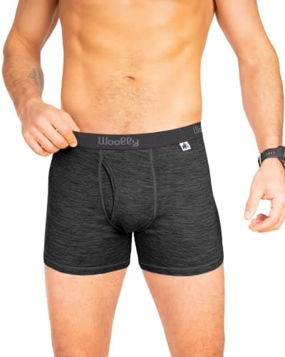 Men's Merino Boxer Brief, 5" Inseam By Woolly | RWS Certified | Soft, Stink Free, Seattle Designed - Charcoal Grey - M