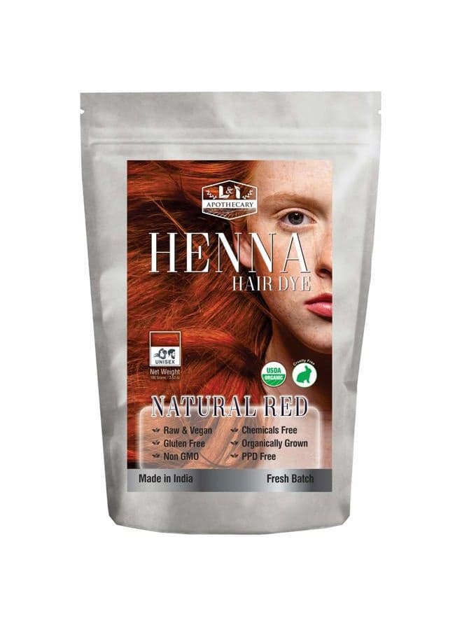 Organic NATURAL RED Henna Hair Dye - USDA Certified Organic Henna For Hair, Natural, gluten free, cruelty free Henna Hair Color