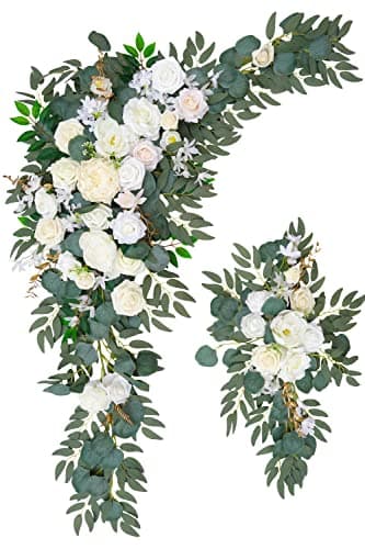 BASIMAN Arch Flowers (Pack of 2) for Wedding Ceremony Arbor and Reception Backdrop Decoration Wedding Welcome Signs Floral Birthday Party Decoration