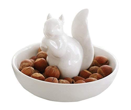 LA JOLIE MUSE Nut Bowl Snack Serving Dish Ceramic Squirrel Candy Jewelry Dish for Pistachio Peanuts Holiday House Warming Hostess Gifts