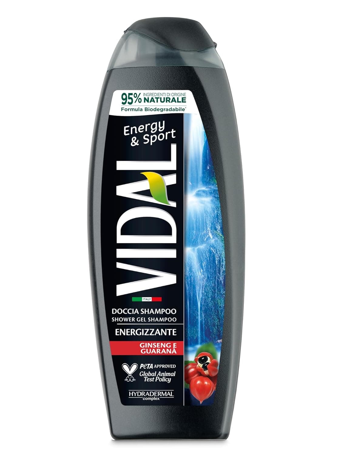 Vidal Energy Sport Shower Gel Energizing with Ginseng and Guarana 250 ml 84 Fl Oz Italian Import