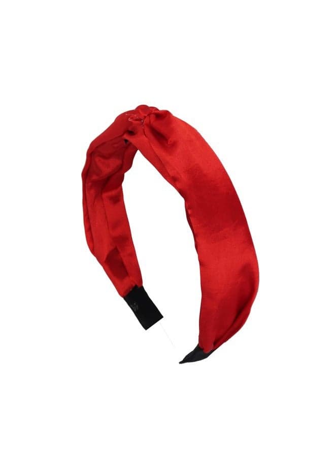 Satin Headband for women with Twist Turban Knotted Hairband Red