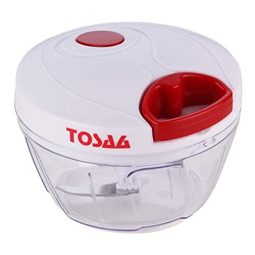 Tosaa Vegetable Pull Chopper 450 ml with Bowl & 3 SS Spiral Blades (Color May Vary, Plastic)