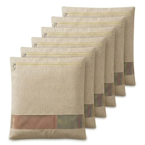 Cotton Saree Cover Bags Set of 6 – Breathable Clothes Storage Organizer for Saree, Garments | Foldable Zip Wardrobe Bags with Transparent Mesh Window | Dustproof Closet & Travel Use