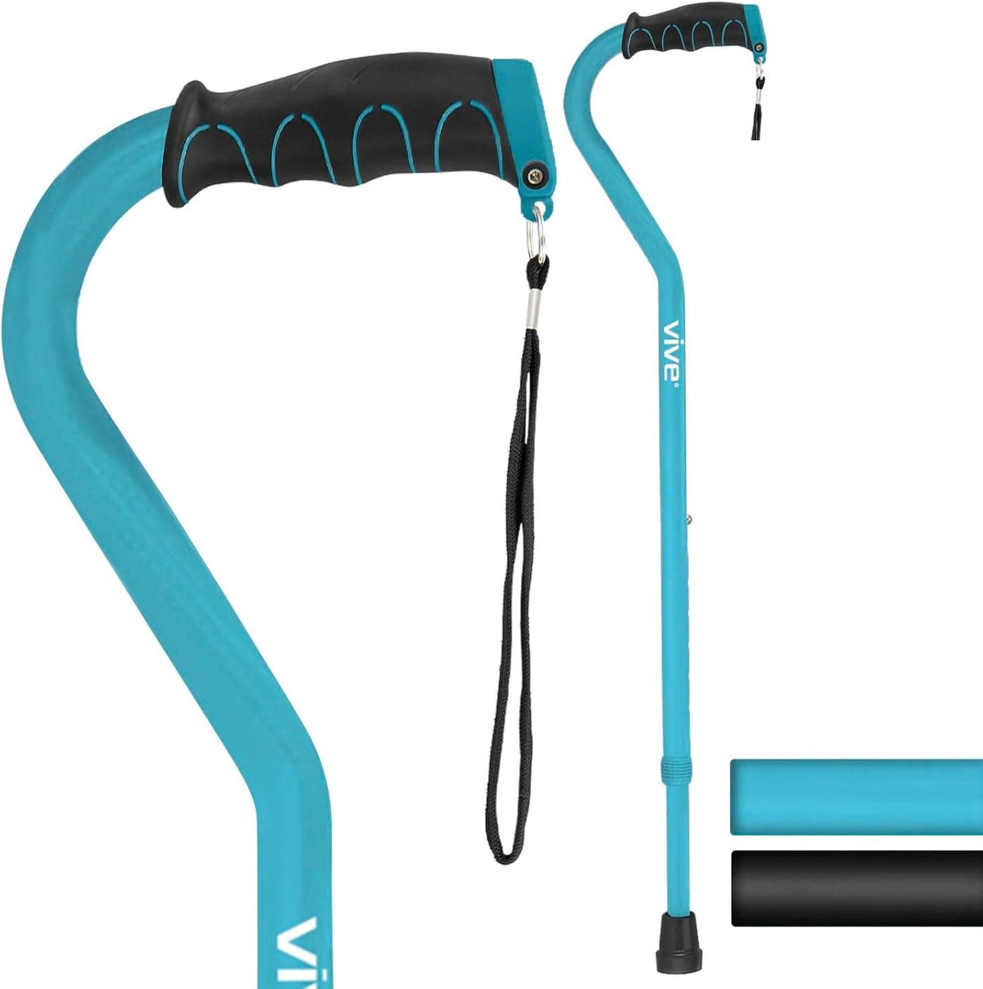 Vive Walking Cane for Women Men Elderly Patented Offset Grip Lightweight Adjustable Walking Aid with a NonSlip Tip Sturdy Balancing Mobility Aid for Seniors Folding Offset Cane