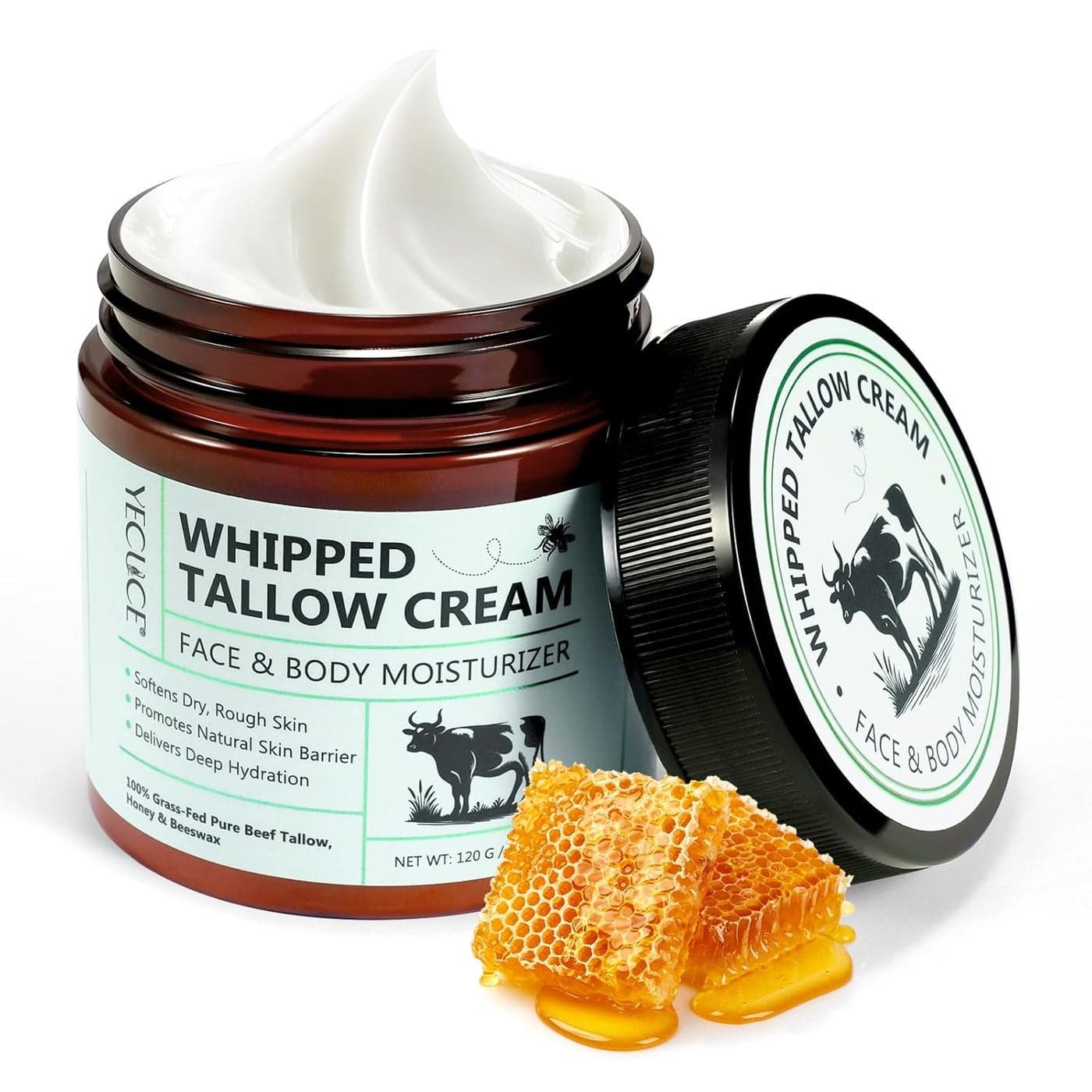 Beef Tallow for Skin Whipped Tallow and Honey Balm for Face Grass Fed Organic Tallow Face Moisturizer Lip Balm Deeply Moisturizing for Face Body 120g42 oz