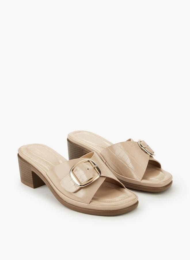 Flora Bella Women Buckle Detail Block Heel Sandals