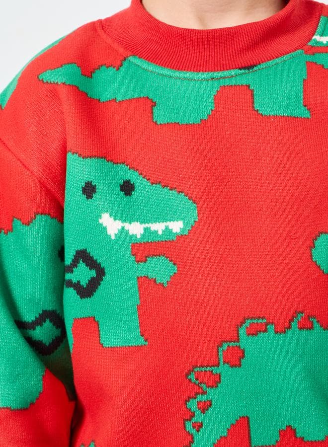 Boys Dino Graphic Knit Sweaters
