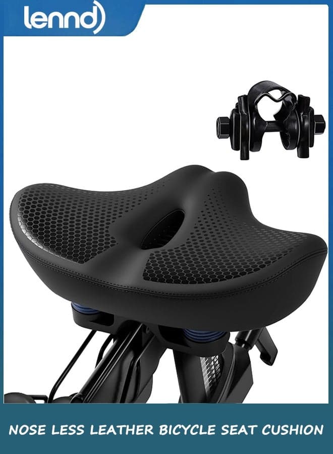 Upgrade Oversize Bike Seat for Men Women, Extra Wide Noseless Bicycle Seat Cushion, Waterproof Comfort Memory Foam Bike Saddle Fit for Bikes, Exercise Bike, EBikes, City Bike