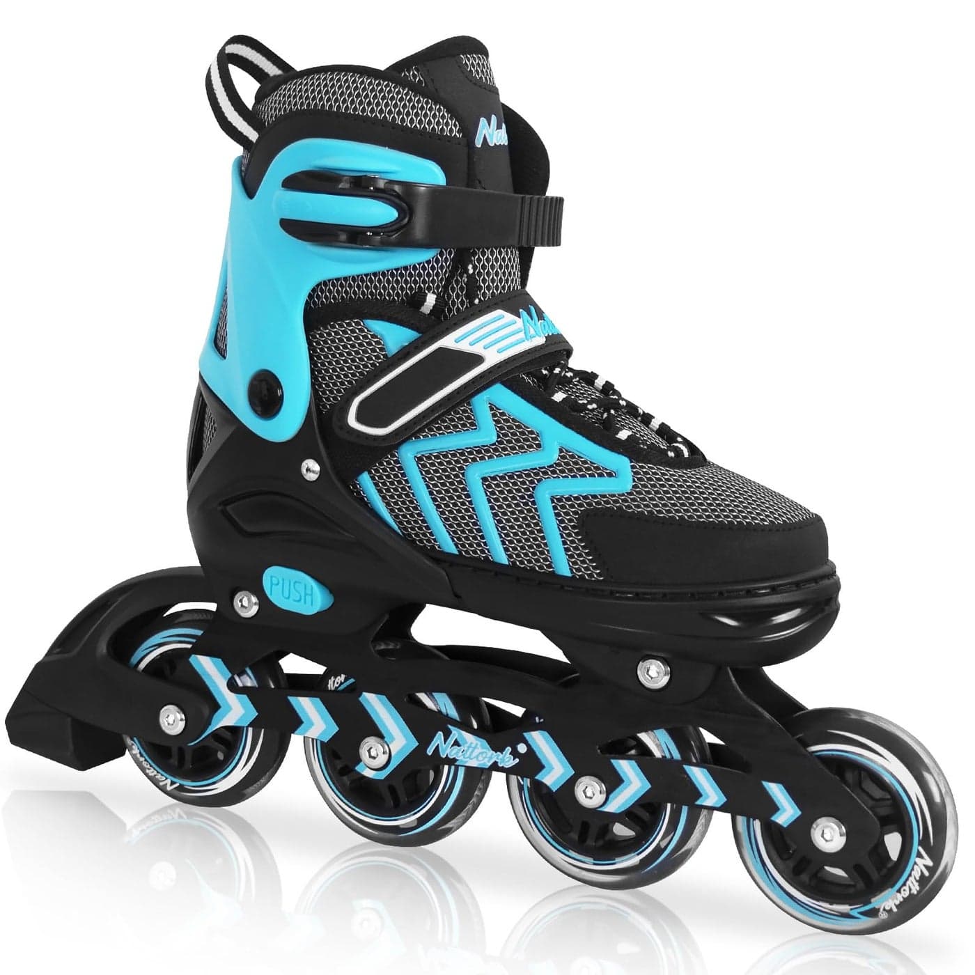 Nattork Adjustable Blades Roller Skates for Kids Girls and BoysOutdoor Indoor Teal Inline Skates for Adults Women and MenBeginnersSize 4 5 6