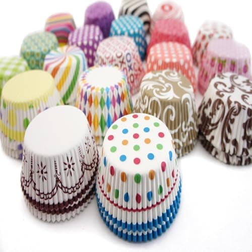 Inditradition Paper Baking Cupcake Liners for Muffins, Cakes, Laddu Sweets Packing - Pack of 500 Cups, Multicolour (Medium, 40x26 mm)