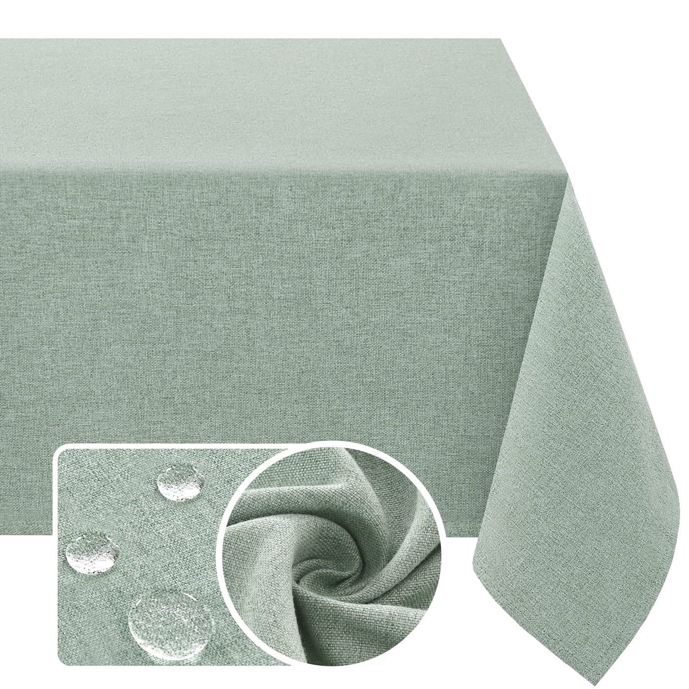 HVERSAILTEX Linen Textured Tablecloth Square 54 x 54 Waterproof Solid Linen Woven Tablecloth SpillProof Linen Look Cover for Party Table Extra Soft and Thick Fabric Wrinkle Free Heather Sage