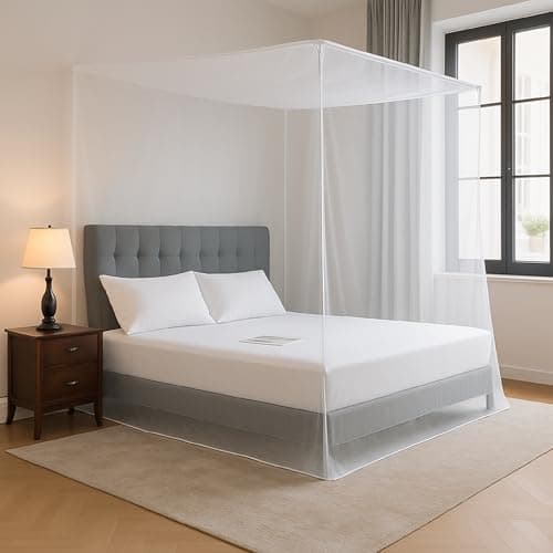 Evafly Mosquito Net for Double Bed | Foldable Machardani (Without Frame) | Strong Polyester & Breathable mesh 7 x 7 ft | Easy to Setup, Lightweight, Portable & Ideal for Daily Usage - Full White