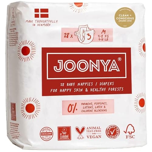 Joonya Baby Diapers Size 3 M 918 lb 1 Bag of 28 Non Toxic EcoFriendly High Absorbency Overnight Use Ultra Slim Soft Made in Denmark