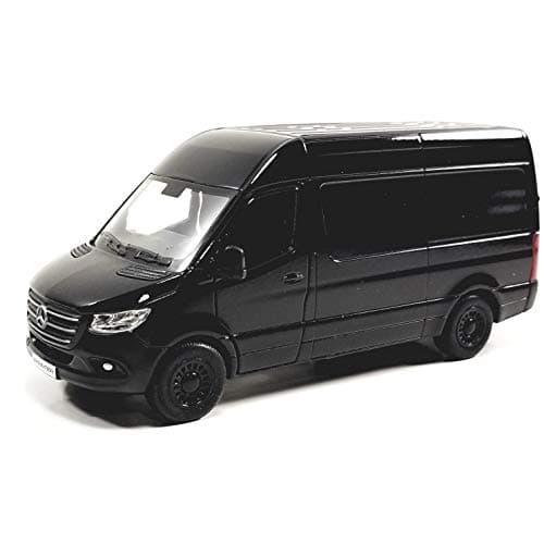 KiNSMART - Mercedes-Benz Sprinter Cargo Van 1:48 O Scale 5" Die Cast Metal Model Toy Van, Pull-Back Action (Black)