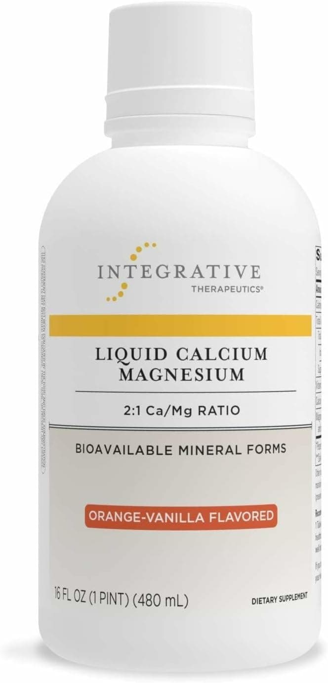 Integrative Therapeutics Liquid Calcium Magnesium 21 Calcium Supplement for Bone Support Delicious Liquid Formula Does Not Contain Sugar Gluten or Dairy Orange Vanilla 16 oz 32 Servings