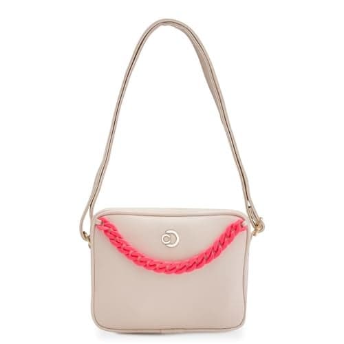Caprese Perline Sling Beige Stylish Medium Sling Bag with Adjustable Strap, Perfect for Travel and Everyday use