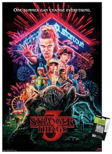 Trends International Netflix Stranger Things Season 3 One Sheet Wall Poster 2237 x 3400 Poster Push Pin Bundle