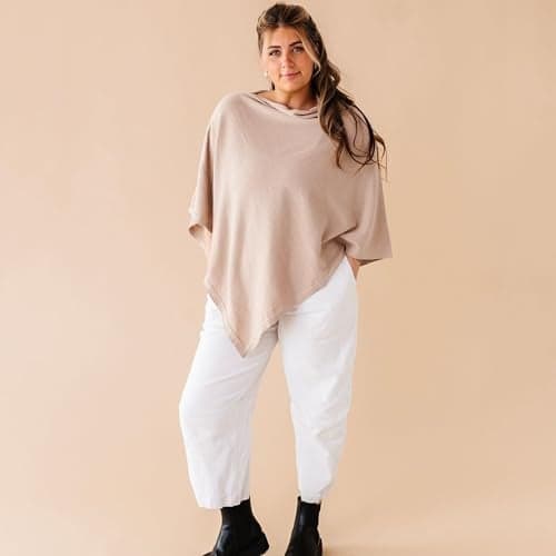 MakeMake Organics Knit Breathable Nursing Cover Up for Breastfeeding Soft GOTS Certified Organic Cotton Breastfeeding Cover Up for Women Privacy Feature Sand