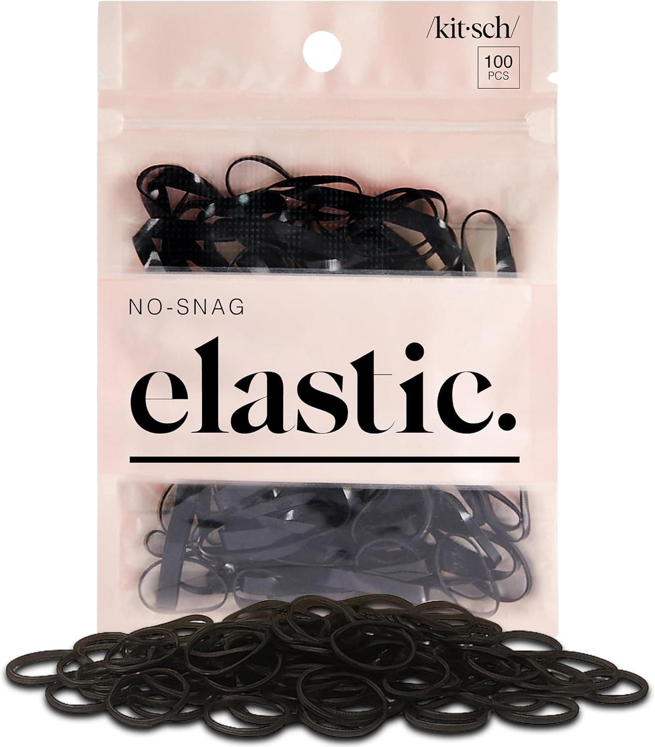 Kitsch Pro No Snag Mini Gummy Elastic Hair Bands For Hair Styling Braids Ponytails Hair Ties for Toddlers 100 Pcs in a Pack 100 Count 1 Pack Black