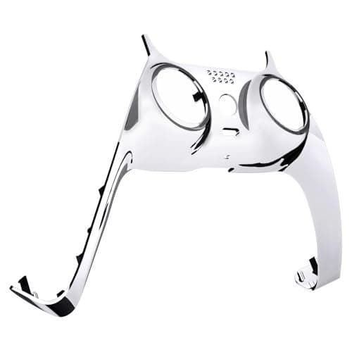 eXtremeRate Chrome Silver Glossy Decorative Trim Shell Compatible with p s 5 Controller, DIY Replacement Clip Shell, Custom Plates Cover Compatible with p s 5 Controller with Accent Rings