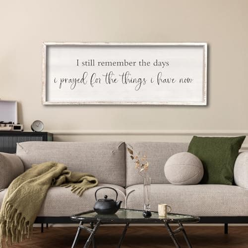 I Still Remember the Days I Prayed Sign 32 x 12 Large Living Room Wall Decor Wooden Vintage Framed Plaque Country Bedroom Hanging Home Farmhouse Inspirational I Prayed Wall Art White