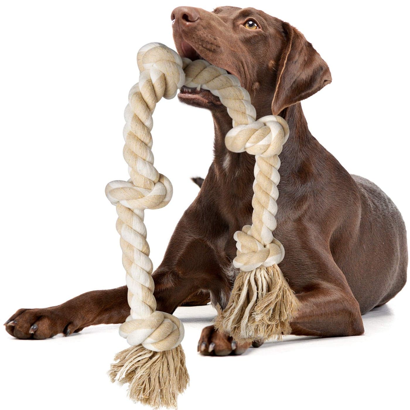 Fida Dog Rope Toys for Large/Medium Aggressive Chewers, Tough Rope Chew Toy, 3 Feet 5 Knots Indestructible Natural Cotton, Tug of War Dog Pull Rope Teeth Cleaning