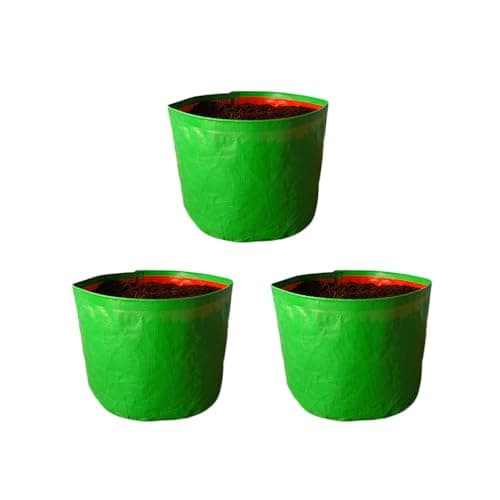 BonKaso Growbags 18 * 18 Pack of 3 Terrace/Kitchen Garden Vegetable Planting Pots, HDPE Fabric Leafy Fruits Growing Bag for All Vegetable Plants