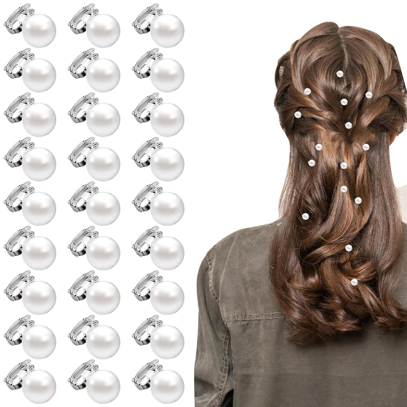 White Pearl Hair Clips and Barrettes Set 30Pcs Mini Bobby Pins Cute Pearl Hair Accessories for Women Girls Brides