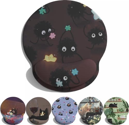 Cute Cartoon Small Black Coal Ball Mouse Pad with Wrist Support, Ergonomic Wrist Rest Table Decoration Simple Typing Pain Relief
