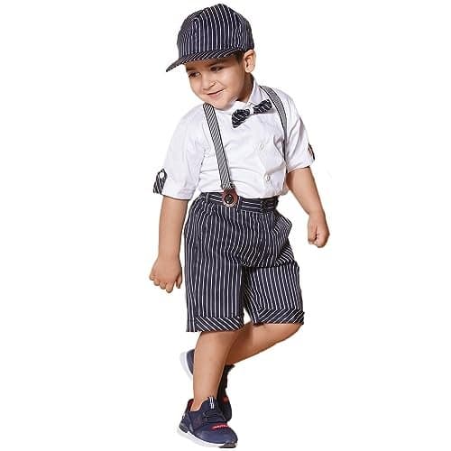 AJ DEZINES Cotton Blend Kids Printed Clothing Shirt Short Set For Boys (Twister-CA-55-BLACK-0), 6 Months-12 Months