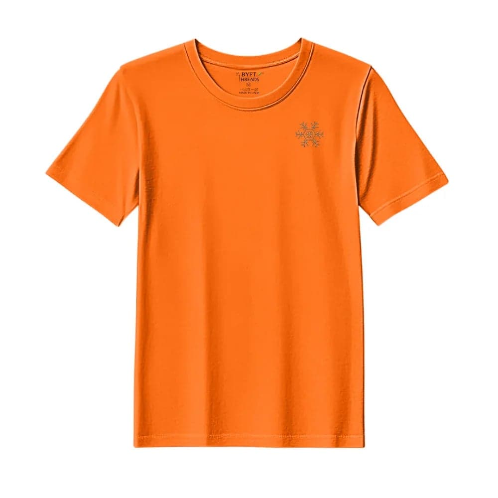 Threads XL Orange Polycotton T-Shirt - Christmas "Minimal Snowflake Line" Embroidered Design, Premium Holiday Collection