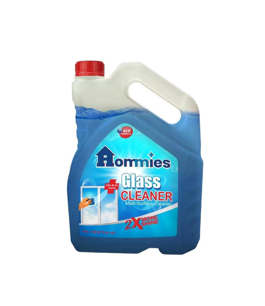 Hommies Glass & Surface Cleaner Liquid Spray 5L Bulk | Streak-Free Shine for Windows, Cars, Kitchen Counters | All-Purpose Multi Surface Cleaner No Wipe Marks