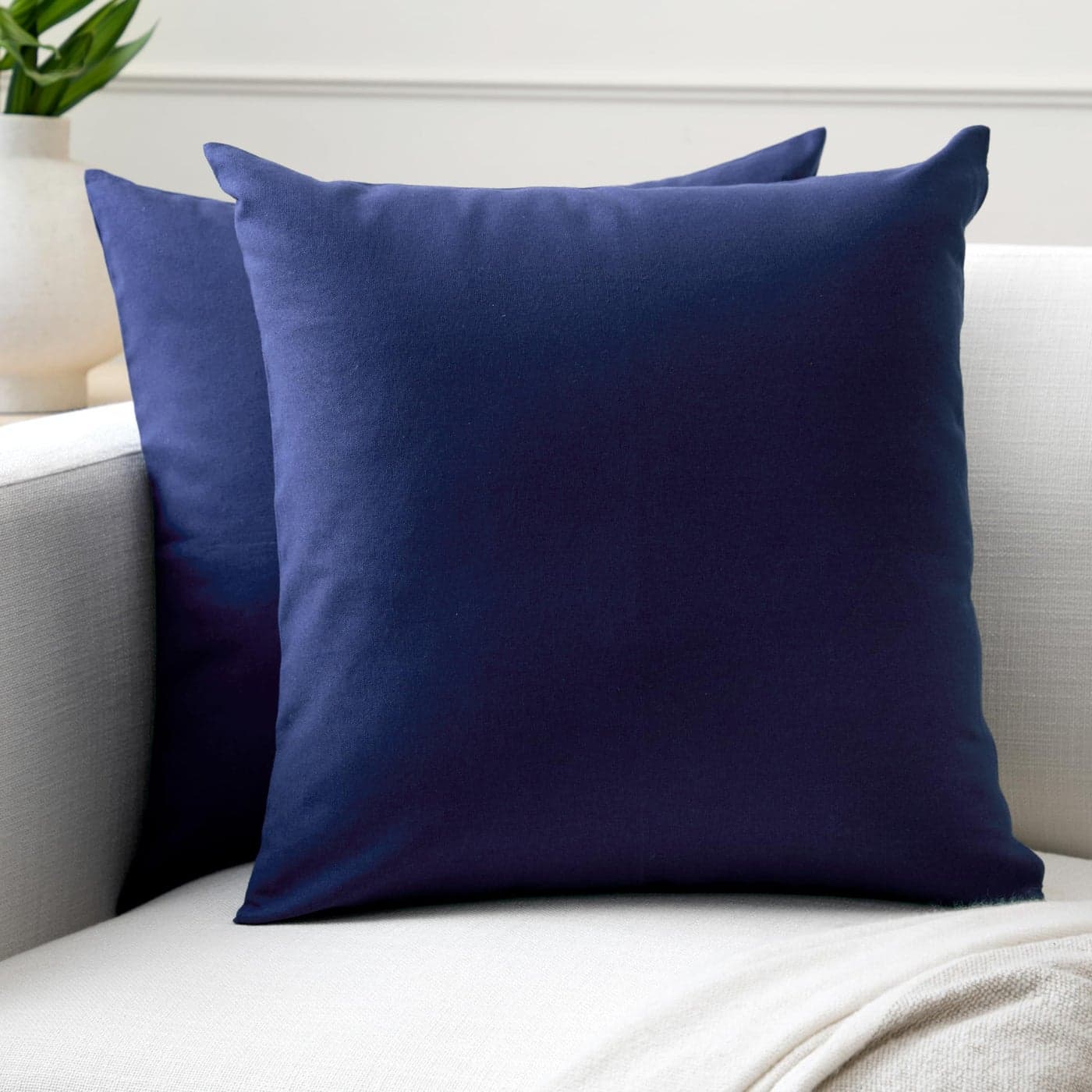 Encasa XO Throw Pillow Covers 16x16 in Set of 2 Scotch Blue No Inserts Cotton Pillow Covers for Living Room Bed Sofa Couch Decorative Cushion Covers with Improved Zipper