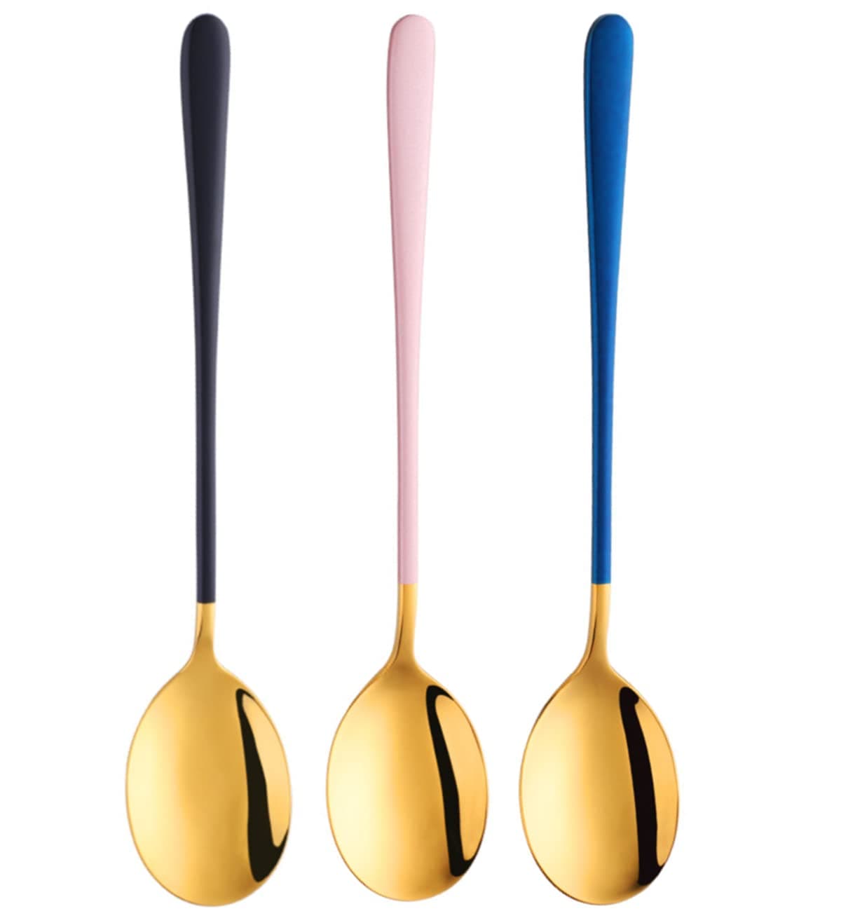 Leeonz® Gold Plated Stainless Steel Espresso Spoons, Mini Teaspoons Set for Coffee Sugar Dessert Cake Ice Cream Soup Antipasto Cappuccino, 8.26 Inch (Pack of 3)
