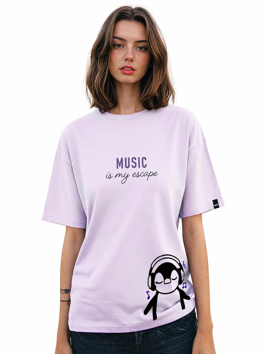 Bewakoof Women's Graphic Printed 100% Cotton T-Shirt - Oversized Fit, Round Neck, Half Sleeves
