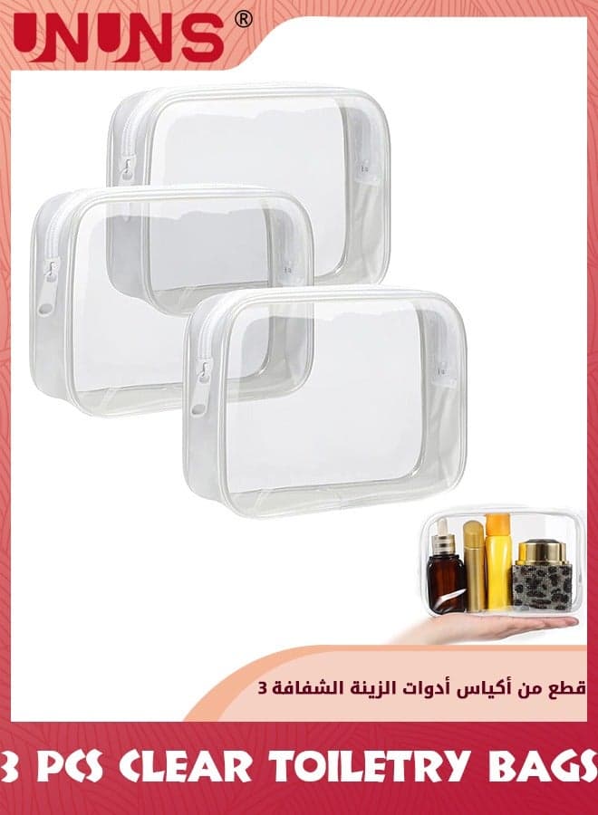 Clear Toiletry Bags,3 Pack Tsa Approved Toiletry Bag,Pvc Clear Travel Bag For Toiletries,Transparent Toiletry Carry Pouch For Women Men Quart Size Bag,Carry On Airport Airline Compliant Bag