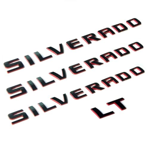 Yoaoo 4pack OEM Nameplate with LT Emblem 3D Badge Replacement for Silverado 1500 2500Hd 3500Hd Series 19992018 Red Line Redline Gloss