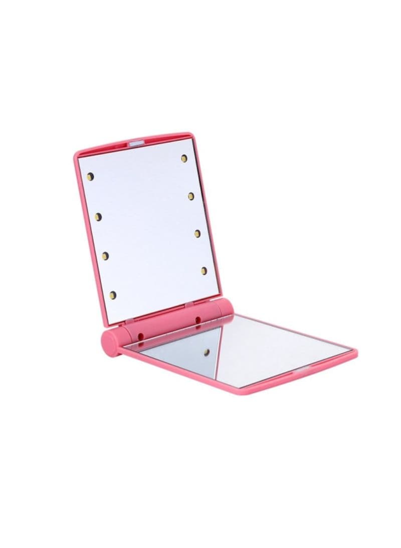 Mini LED Make Up Mirror Pink 11 x 9 x 5cm