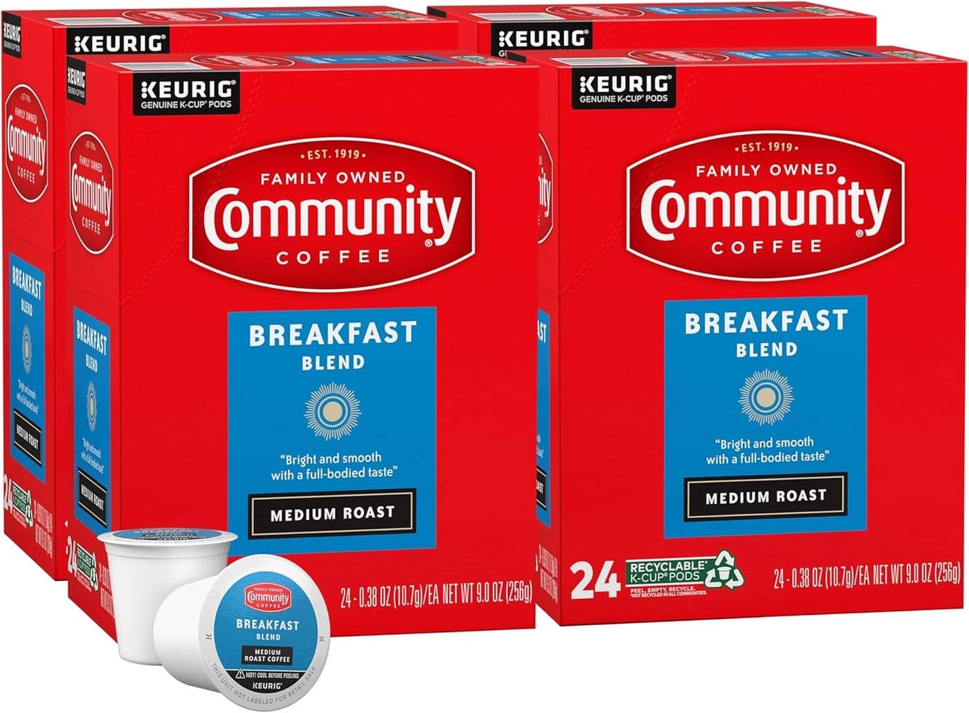 Community Coffee Breakfast Blend Medium Roast Coffee Pods - 96 Count Compatible with Keurig 2.0