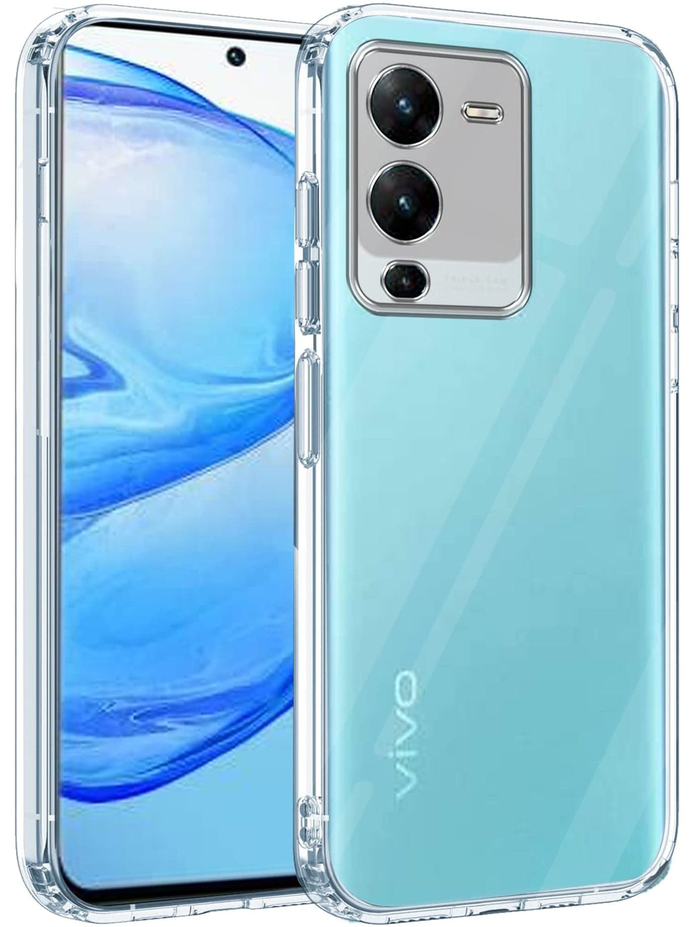 Jkobi Back Cover Case for Vivo V25 Pro (Silicone Crystal Clear | Pure Camera Protection | Soft and Flexible for Charger and Headphone sockets | Shockproof Bumpers | Transparent)