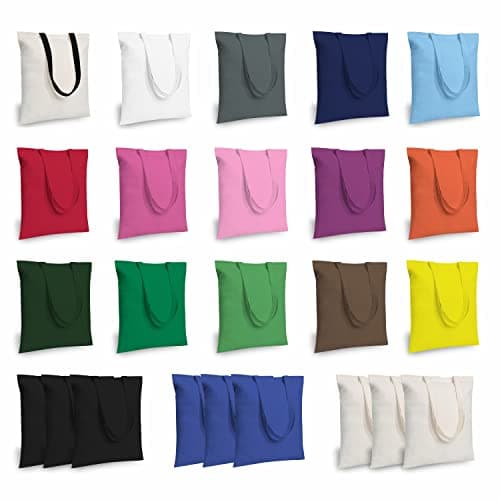 TOPDesign 24Pack Economical 16x15 Cotton Tote Bag Lightweight Medium Reusable Grocery Shopping Cloth Bags Suitable for DIY Advertising Promotion Gift Activity