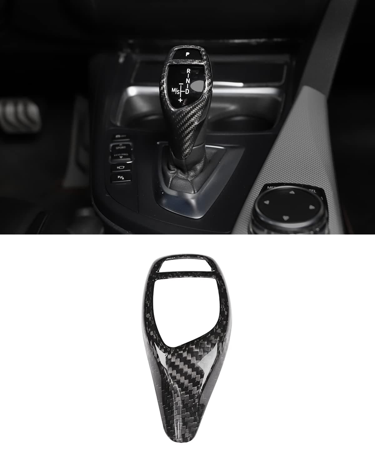 Carbon Fiber Gear Shift Knob Cover for BMW F20 F22 F30 F32 F34 F10 F07 X3 X4 X5 X6 Sport Performance Trim for 1 2 3 4 5 X Series Interior Decoration Sticker Accessories