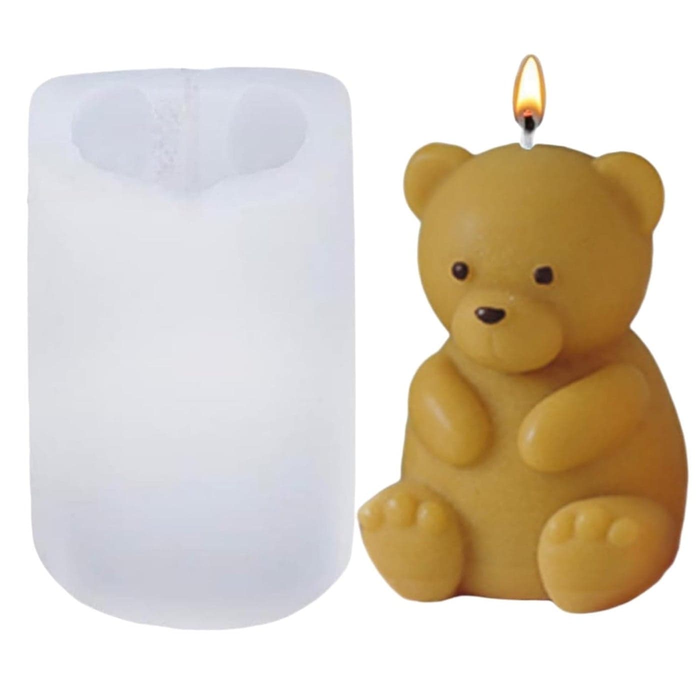 SOFTCREATO 3D Teddy Bear Shape Silicone Candle Mold I 3D Cute Animal Cub Silicone Epoxy Mould I Bear Candle Mould Baby Bear Silicone Mould DIY Chocolate Cake Decor Soap Resin Art Craft Making