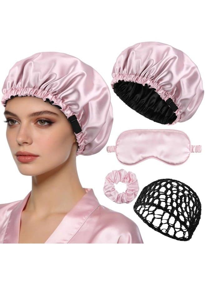 2 In1 Wrap Cap Bonnet Reversible, Adjustable Hair Wrap Cap Nettie Band Net, Double Layered Hair Silk Satin Hair Bonnet for Sleeping Women