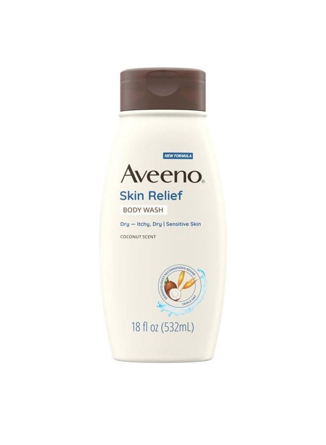 Skin Relief Body Wash with a Gentle Coconut Scent & Triple Oat Formula, Daily Cleanser for Sensitive Skin Leaves Itchy, Dry Skin Feeling Soothed & Moisturized, Soap-Free, 18 fl. oz