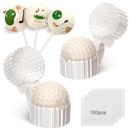 Yiyiring 2 Pcs Golf Ball Cake Pop Mold with 100 Pcs Sticks, Golf Balls Mold for Sports Ball Theme Cake Decoration, Candy, Cupcake Decorations, Baking Tools Accessories for Home Baking, Birthday Party