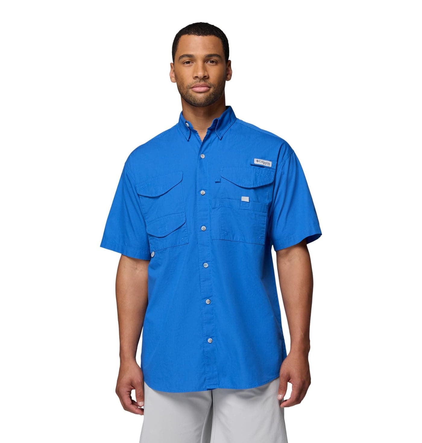 Columbia Men's PFG Bonehead Short Sleeve Fishing Shirt, Vivid Blue, Large