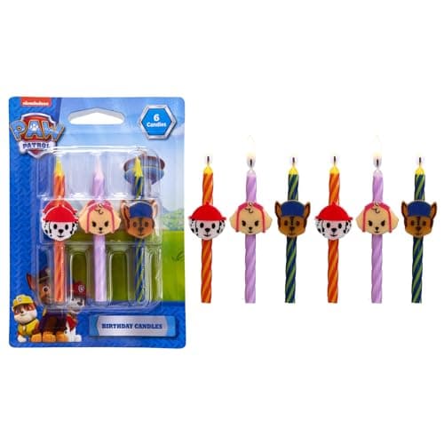 PAW Patrol Birthday Cake Candles | 6 Birthday Candles for Cake Decorations, Red, Pink, Blue Candles Featuring Chase, Marshall, Skye | Cake Toppers for PAW Patrol Party