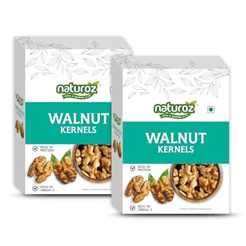 Naturoz Popular Walnuts Kernels 400g (200g x 2) | Large Size | Inshell Walnut Akhrot | Delicious & Crunchy Walnut | High in Protein & Iron | High in anti-oxidants | Rich in Omega-3 | Pack of 2